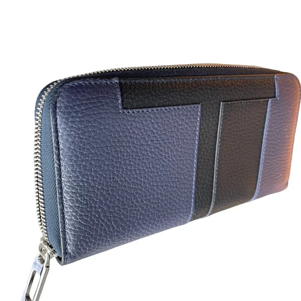 Tod's Italy‎ Blue Zip Continental Wallet Black T-panel, XAMTTTA0400FFX178L